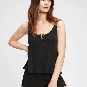 Gap Love Women's ScoopNeck Slub Ribbed Henley Tank Top-Size XL